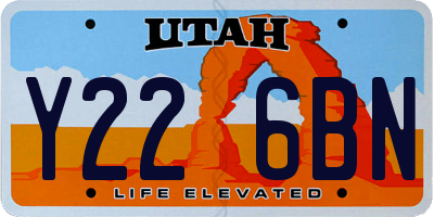 UT license plate Y226BN