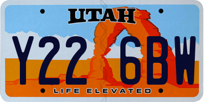 UT license plate Y226BW