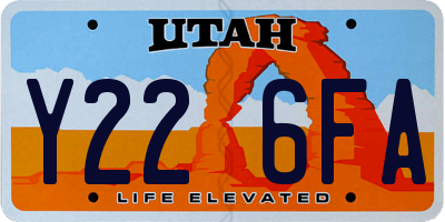 UT license plate Y226FA