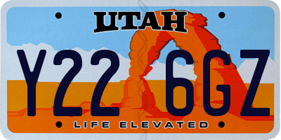UT license plate Y226GZ