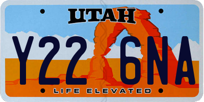 UT license plate Y226NA
