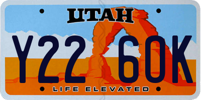 UT license plate Y226OK