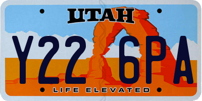 UT license plate Y226PA