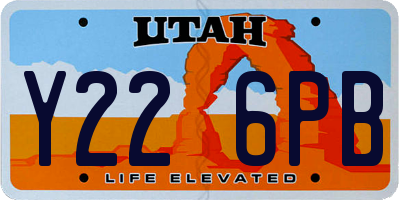 UT license plate Y226PB
