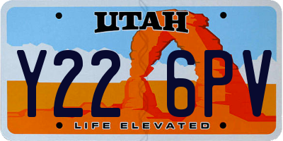 UT license plate Y226PV