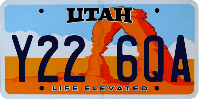 UT license plate Y226QA