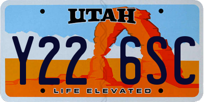 UT license plate Y226SC