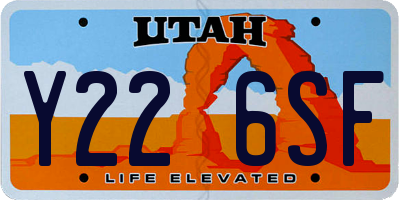 UT license plate Y226SF