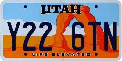 UT license plate Y226TN