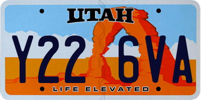 UT license plate Y226VA