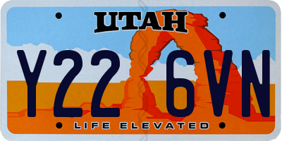 UT license plate Y226VN
