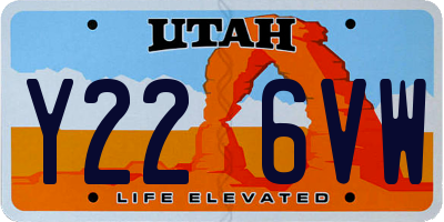 UT license plate Y226VW