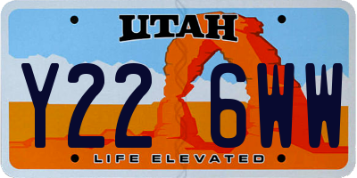 UT license plate Y226WW