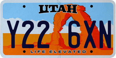 UT license plate Y226XN