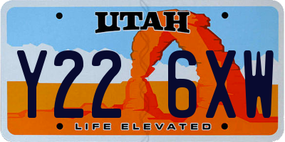 UT license plate Y226XW