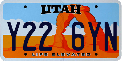 UT license plate Y226YN
