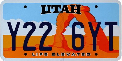 UT license plate Y226YT