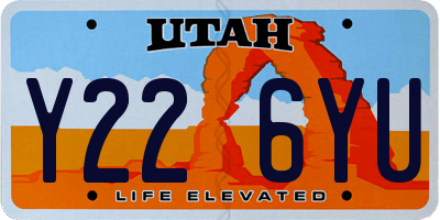 UT license plate Y226YU