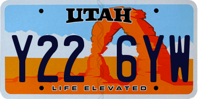 UT license plate Y226YW