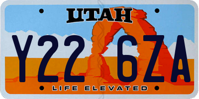 UT license plate Y226ZA