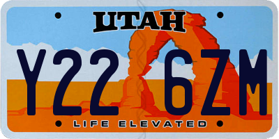 UT license plate Y226ZM