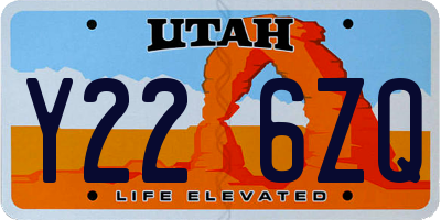 UT license plate Y226ZQ