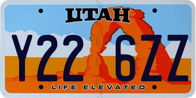UT license plate Y226ZZ