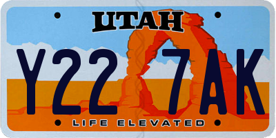 UT license plate Y227AK