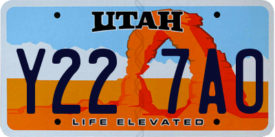 UT license plate Y227AO