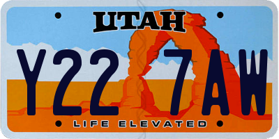 UT license plate Y227AW