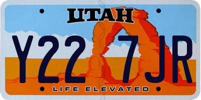 UT license plate Y227JR