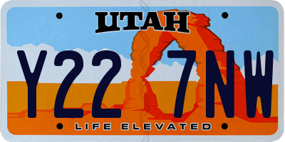 UT license plate Y227NW