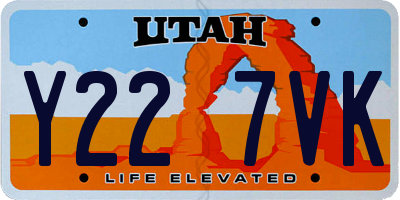 UT license plate Y227VK