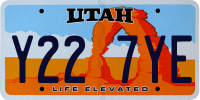 UT license plate Y227YE