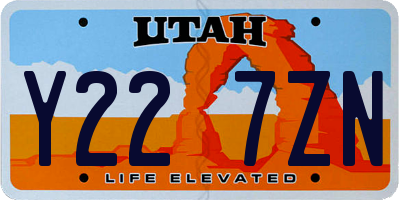 UT license plate Y227ZN