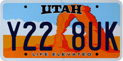 UT license plate Y228UK