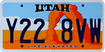 UT license plate Y228VW
