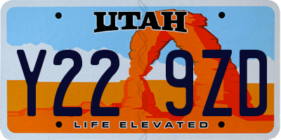 UT license plate Y229ZD