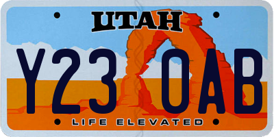 UT license plate Y230AB
