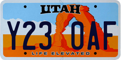 UT license plate Y230AF