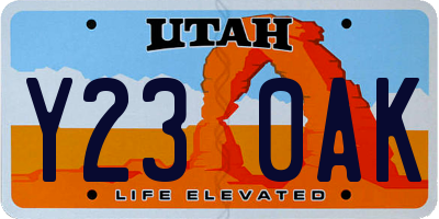 UT license plate Y230AK