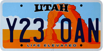 UT license plate Y230AN