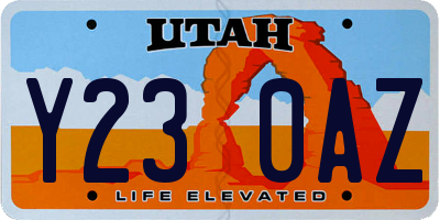 UT license plate Y230AZ