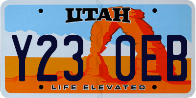 UT license plate Y230EB