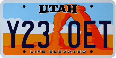 UT license plate Y230ET