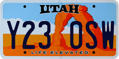 UT license plate Y230SW