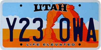 UT license plate Y230WA