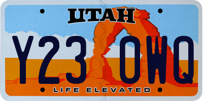 UT license plate Y230WQ