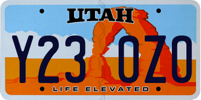 UT license plate Y230ZO