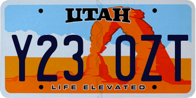 UT license plate Y230ZT